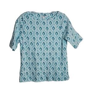Chicos Teal/Aqua Print Tee, Chicos Size 2